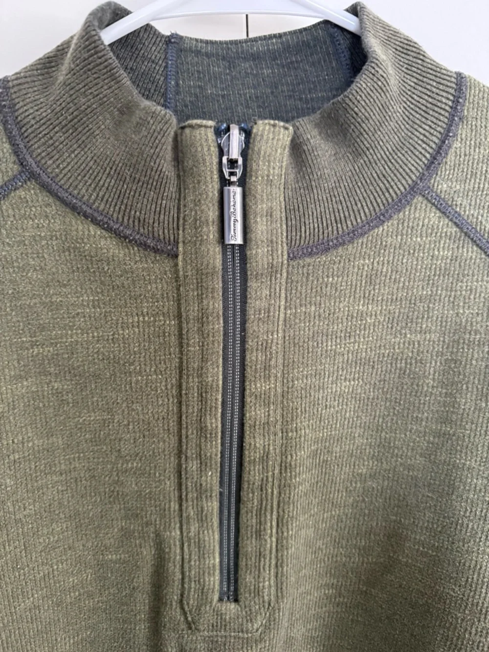 Tommy Bahama Olive Reversible Quarter Zip - Picture 3 of 8